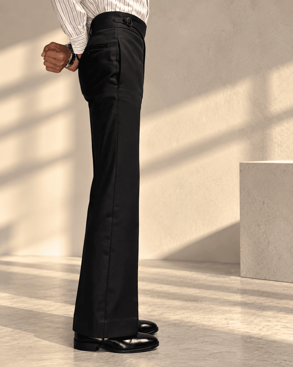 Hollywood's Top Black Gurkha Flare — side profile